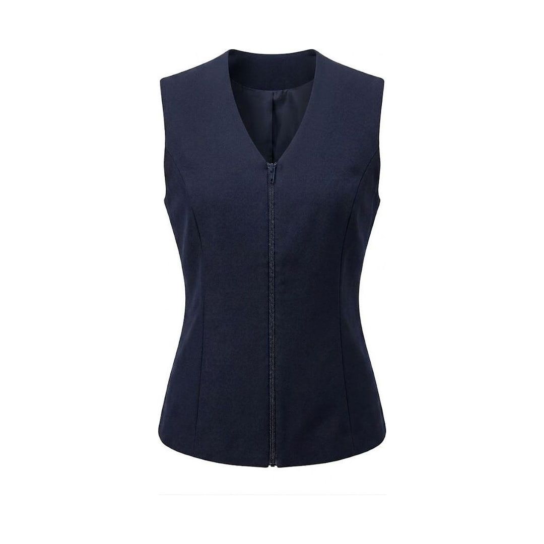 Colete feminino azul-marinho com zíper