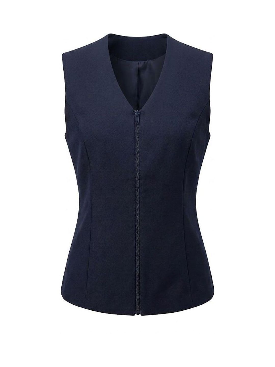 Colete feminino azul-marinho com zíper