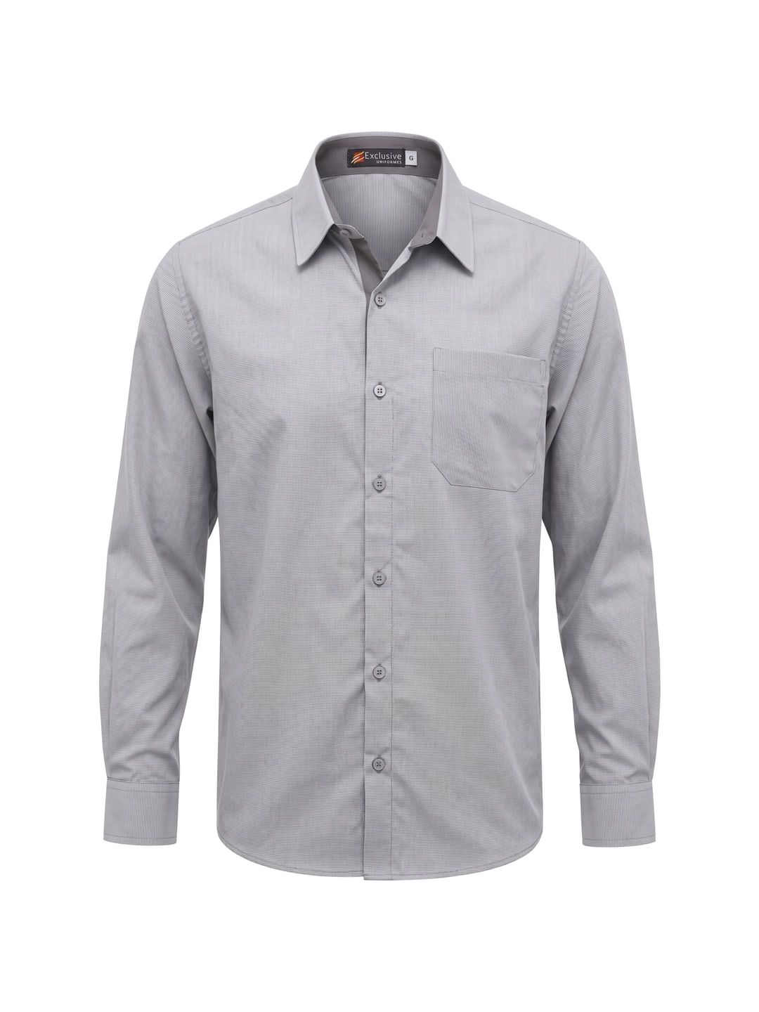 Camisa cinza de manga longa com bolso